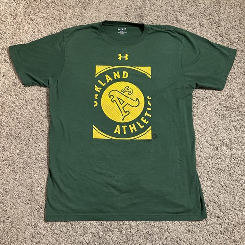 Oakland A's Under Armour Shirt Mens L Large Heatgear Short Sleeve Baseball Green