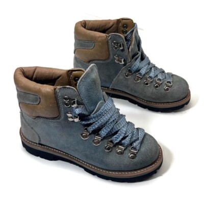 Trappers Womens Size 5.5 Blue Tan Split Leather Upper Balance Hiking Boots Suede