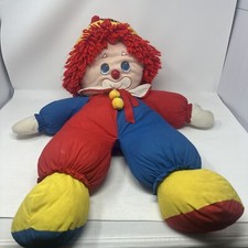 Vintage 1985 AmToy Inc Clown Red White  Blue Striped Large Plush Toy 28 Inches