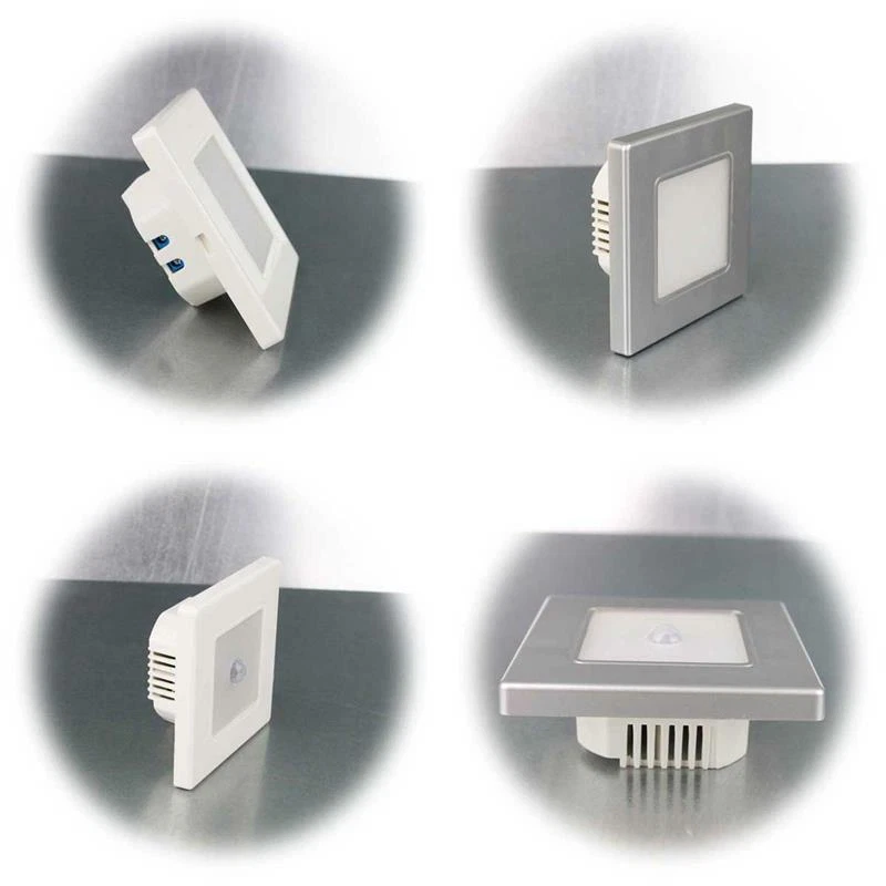 LED Wand-Einbauleuchte weiß/silber, Stufenlicht, Treppenlicht für UP-Dose, 230V - Bild 4 von 4