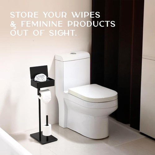Sleek Free Standing Toilet Paper Holder and Wipe Organizer - Easy Assembly - Picture 10 of 11