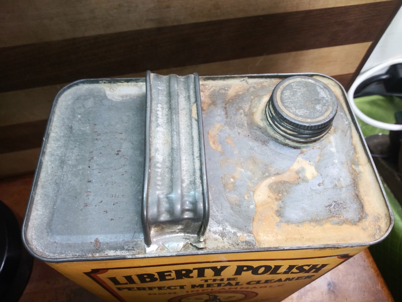 Vintage Liberty Polish Scranton Pa One Gallon Empty Metal Cleaner Can