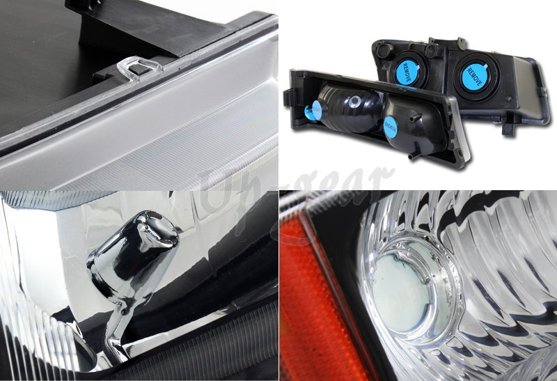 EPARTS 4 Pieces Black Headlight Clear Reflector Bumper