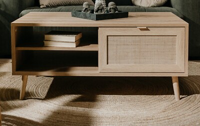 Couchtisch Wohnzimmer Tisch Eiche Sonoma 100 cm Beistelltisch Stauraum Niran