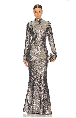Good American Sequin Funnel Maxi Dress Size S