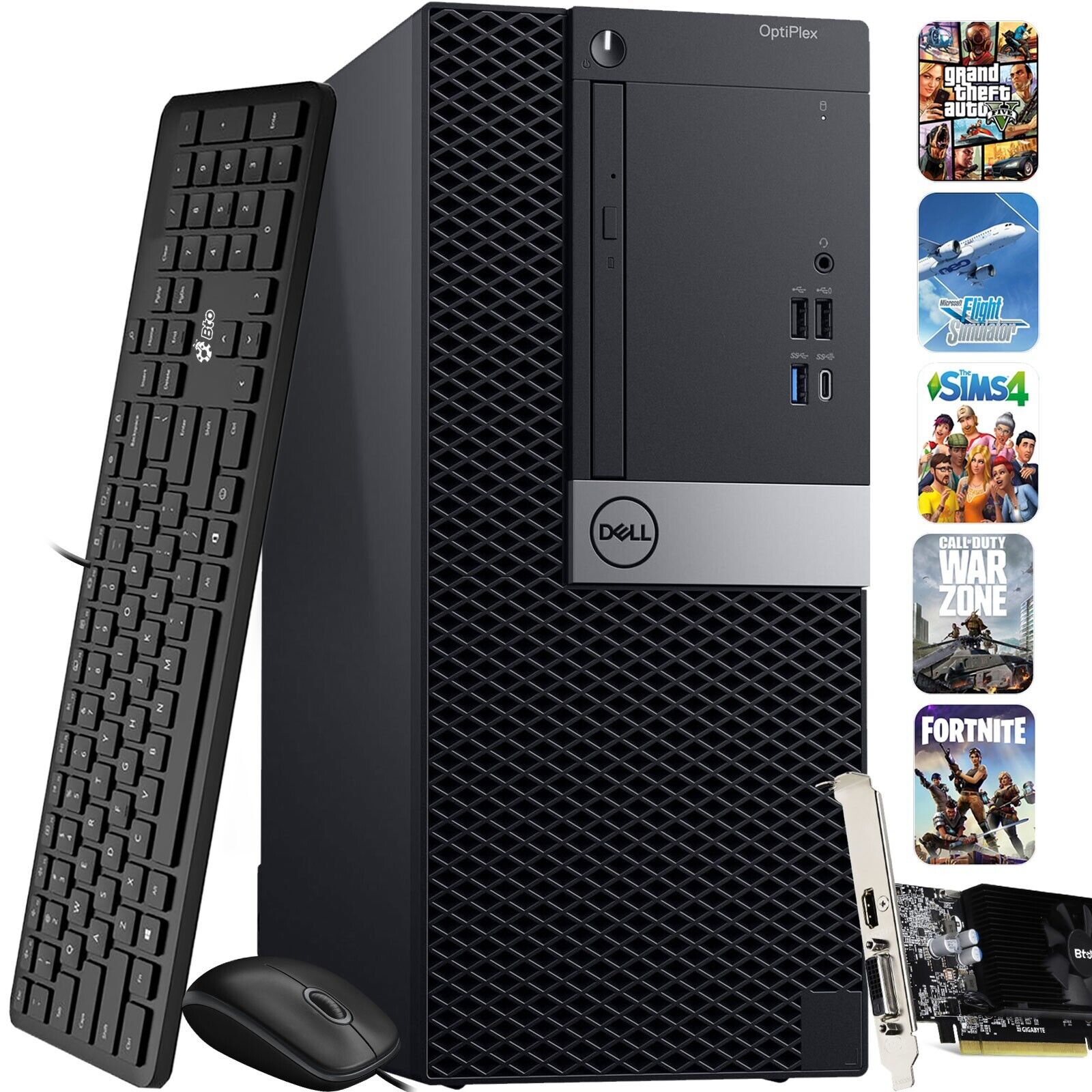 Dell Gaming PC Tower Core i7-8700 16GB , 512GB SSD, Nvidia GT 1030, Win 11 Pro