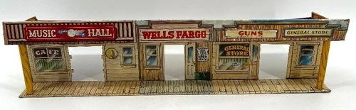 Vintage Marx Tin Litho Wells Fargo Western Town Playset Street Front Building