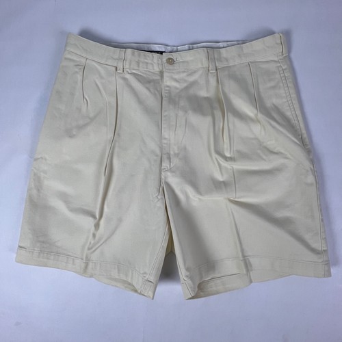Polo Golf Classic Mens Chino Shorts Size 38 Light Yellow Pleated Front