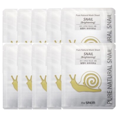 Korea [the SAEM] Pure Natural Mask Sheet High Snail Mucus Brightening *10 sheets