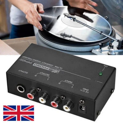 Turntable Pre Amplifier Electronic MM Phono Pre-Amp Audio Stereo with RCA Input - Image 1 of 4