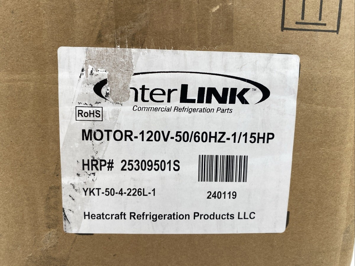 InterLink 25309501S Evaporator Fan Motor YKT-50-4-226L-1 1/15HP