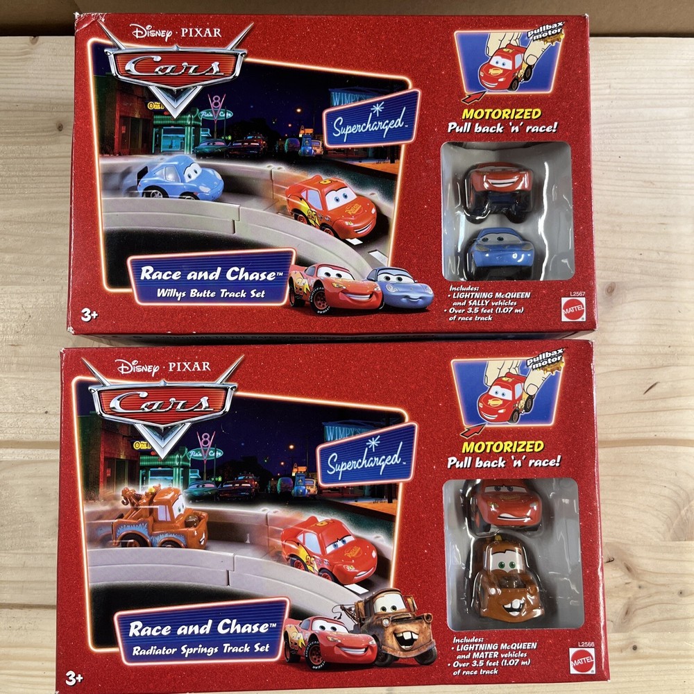 Pixar Cars Supercharged 2 Track Sets Motorized Pull Back & Race! See Description