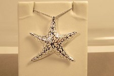 Starfish Pendant, Sterling Silver, Ocean Pendant Necklace18" Chain Nautical