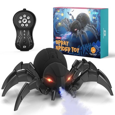 DEERC Remote Control Spider, Robot Spide with Spray and Lights, Black Widow Toy