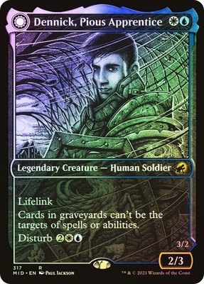 MTG FOIL Dennick, Pious Apprentice // Dennick, Pious Apparition Showcase