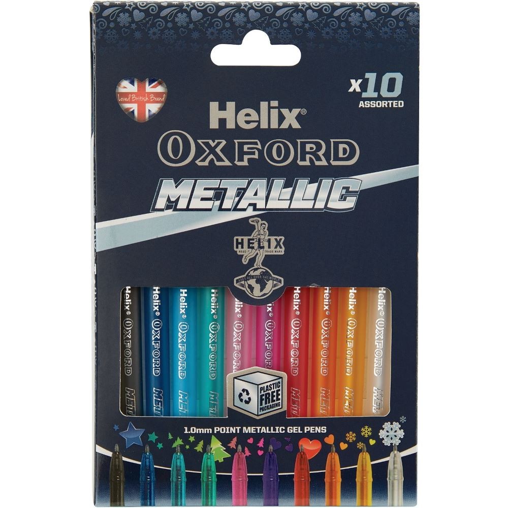 Helix Oxford Metallic Gel Pens 10pk