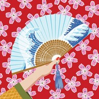 20 Servietten Nao FäCher KirschblüTen Meereswellen Japan Sakura Geisha 33X33Cm