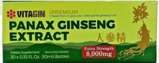 Red PANAX Ginseng Extract 12 years old Roots 8000 Mg Premium 1 Box of 30 Bottles