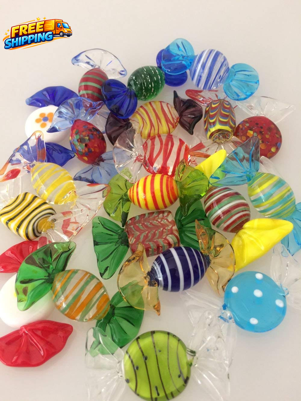 20Pcs Glass Candy Vintage Murano Glass Sweets Wedding Birthday Halloween