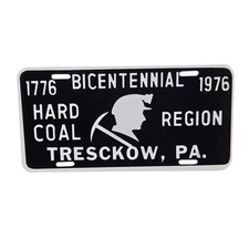VTG 1776 1976 HARD COAL REGION Tresckow Bicentennial Pa. Car License Plate