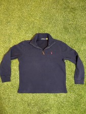 Polo Ralph Lauren Quarter Zip Pullover Sweater Men  s Medium Navy Blue Red Pony
