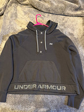 Under Armour Rival Women  s Black Logo Pullover Hoodie w/ Pockets Fleece XL