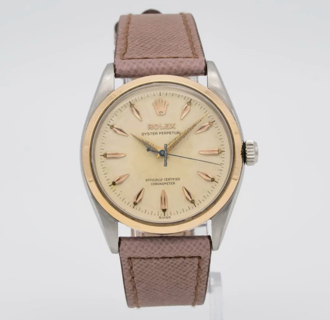 Rolex Oyster Perpetual 34 6564 Two Tone 18k Rose Gold