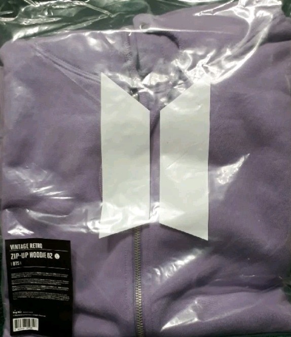 BTS Official VINTAGE RETRO ZIP UP Hoodie 02 Purple L Army Rare