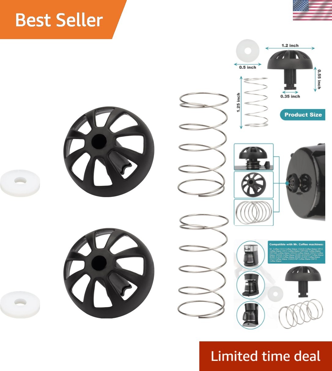 Essential Mr. Coffee Replacement Parts - Spring Loaded Basket Stoppers (2 Pack)
