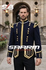 Royal Navy Blue Military Parade Jacket with Gold Trim & Shoulder Epaulettes.