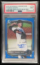 2025 Bowman Chrome Mega Box Thomas White Prospect Auto Blue Mojo /150 PSA 9
