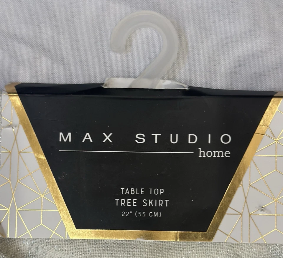 Christmas Tree Skirt NWT 22” Table Top Beaded Sparkle Max Studio Silver Gray - Image 2 of 4