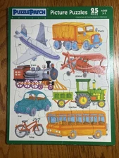 Lot of 3 Vintage Preschool Puzzles Vehicles Sports Animals 25 Piec