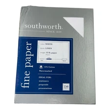 250 Sheets Southworth 8.5" x 11" White Linen 32lb Paper *Distress*