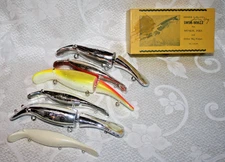 VINTAGE Lot of 6 Fishing LURE Homer LeBlanc 3 SWIM WHIZZ Musky LONG No Hooks BOX