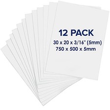 Foam Board 20 x 30 x 3/16" 5mm - 12 Pack - White Poster Board, Acid Free, D...