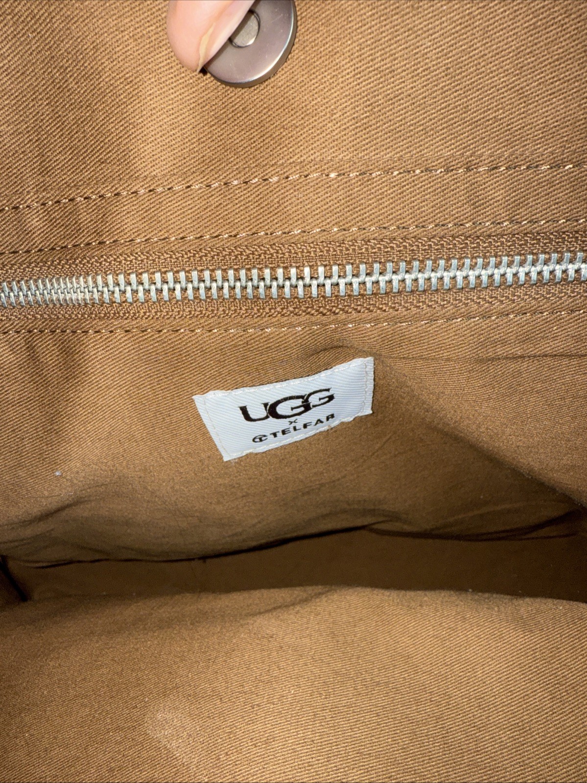 UGG x Telfar Shopping Bag LARGE Chestnut Sheepskin Suede Shearling image 7