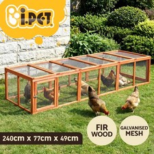 i.Pet Chicken Coop Wooden Pet Run Rabbit Hutch Large Outdoor Cage w/Play Area
