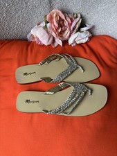 Monsoon Women’s Silver Woven Flip-flops Size Eu 40 Uk 7 New Without Box