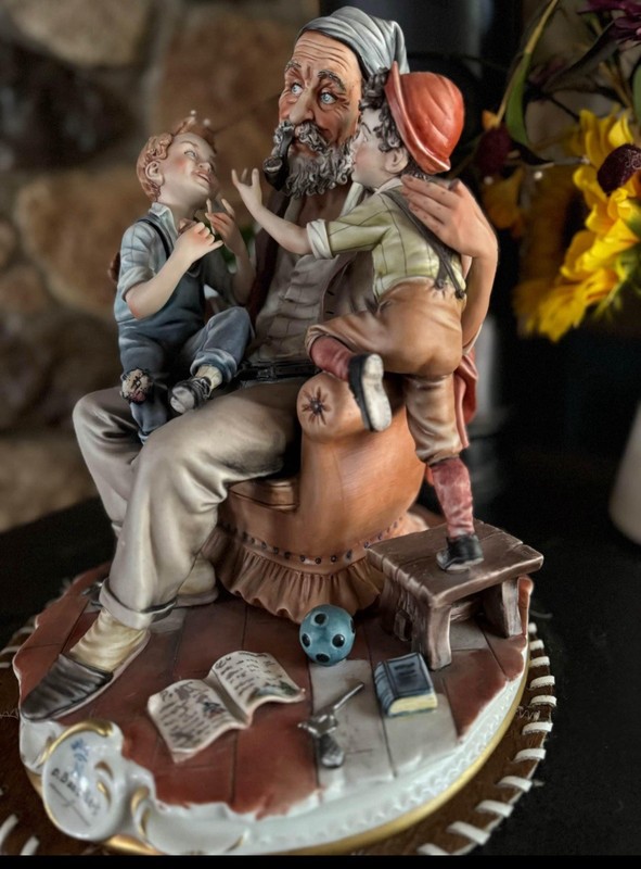 CAPODIMONTE Figurine Large XL Italian Vintage Italy Porcelain Signed