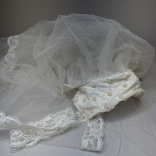 Vintage Juliette Cap Wedding Veil w/ Blusher, Lace  Pearls Headpiece Bride