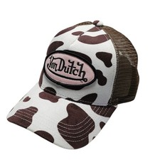 New Von Dutch Kids Brown Cow Print Trucker Hat Mesh Snapback Cap