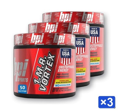 3 Pack BPI Sports 1.M.R Vortex Pre Workout Powder Power Juice 50 Srvgs Exp 2/29