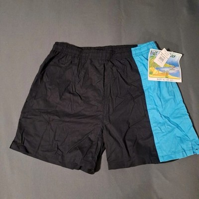 Vintage Half Moon Bay Swim Trunks Mens XL Blue Black Colorblock Board Shorts NWT
