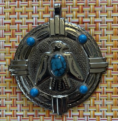 Bell Trading Navajo Thunderbird Pendant - Nickel - ''Turquoise'' Marked - No Chain