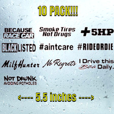 Jdm 10 Pack Black Stickers Decal Sticker Car Lot Euro Low Boost Stance Speed Low