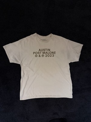 Post Malone Shirt Mens Medium Beige 2023 Tour Dates Austin Concert Tee XL