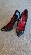 Stunning Lois Point Black Patent Stiletto Killer High Heels By Schuh, SizeEU,38