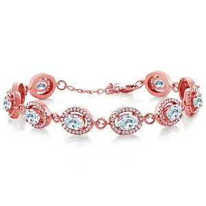 Authentic 18K Rose Gold Plated Silver 7X5MM Gemstone Birthstone Tennis Bracelet For