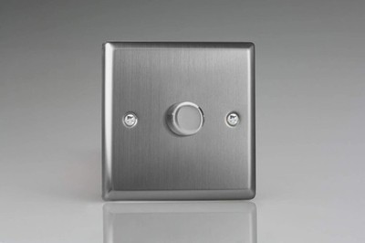 Varilight JTP401 Classic Brushed Steel 1 Gang 2-Way Push-On/Off LED Dimmer 0-120